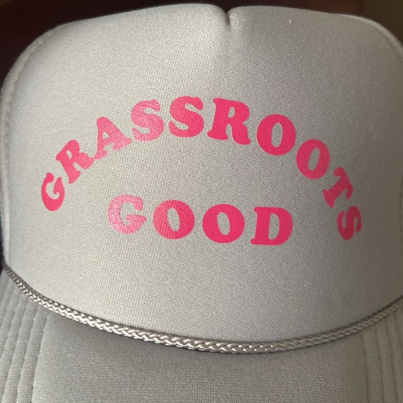 TOMS Grassroots Good Trucker Hat Cap Gray Pink GUC - Picture 2 of 5